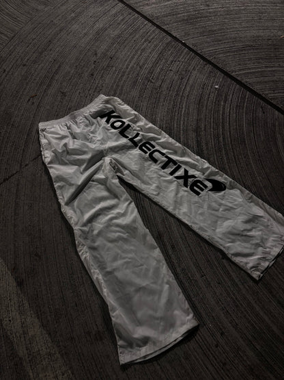 WHITE LOGO TEXT TRACK PANTS