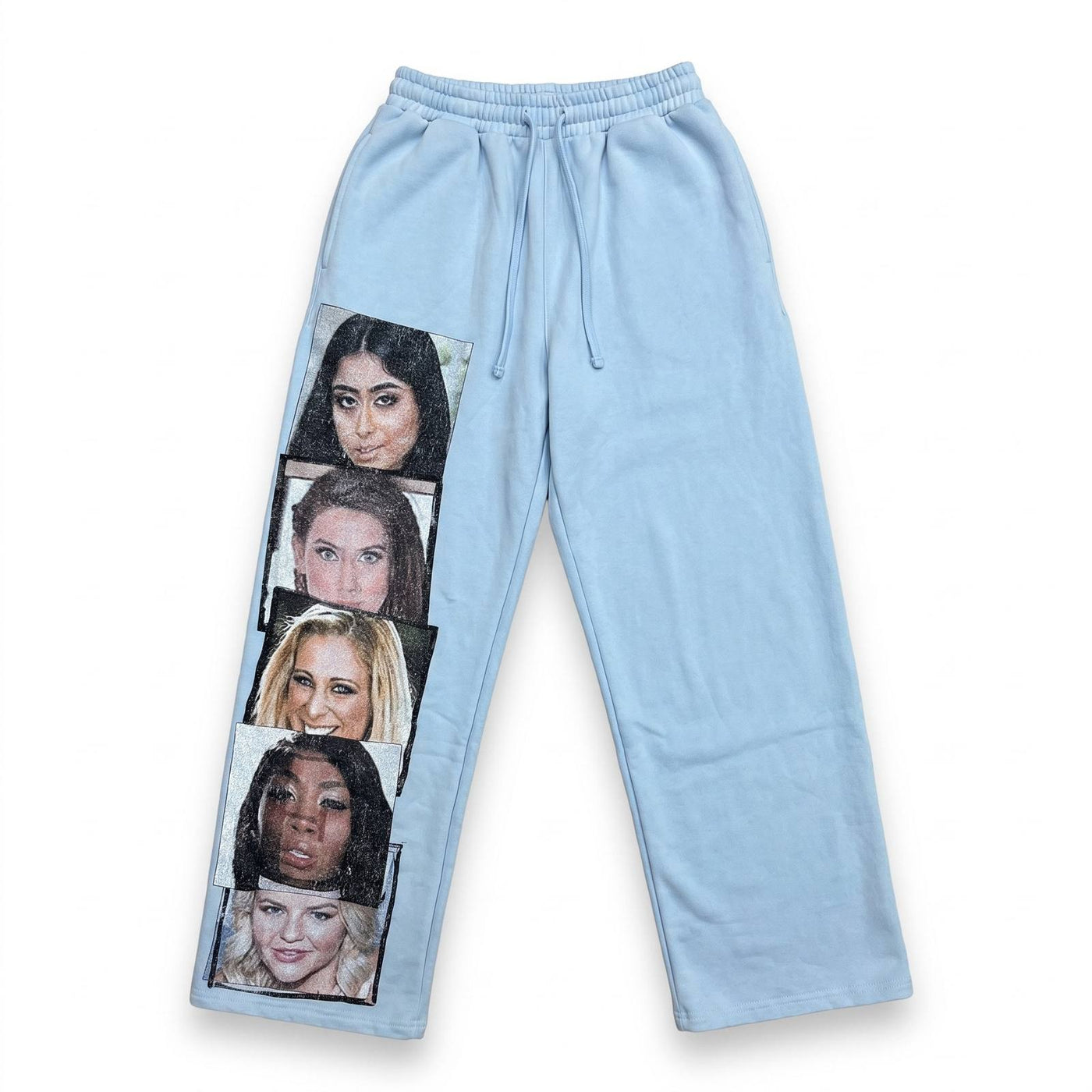WE ARE OUR Sweats - light blue, faces print down the side